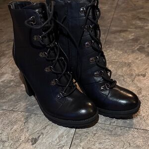 G by Guess Black Lace-Up Boots